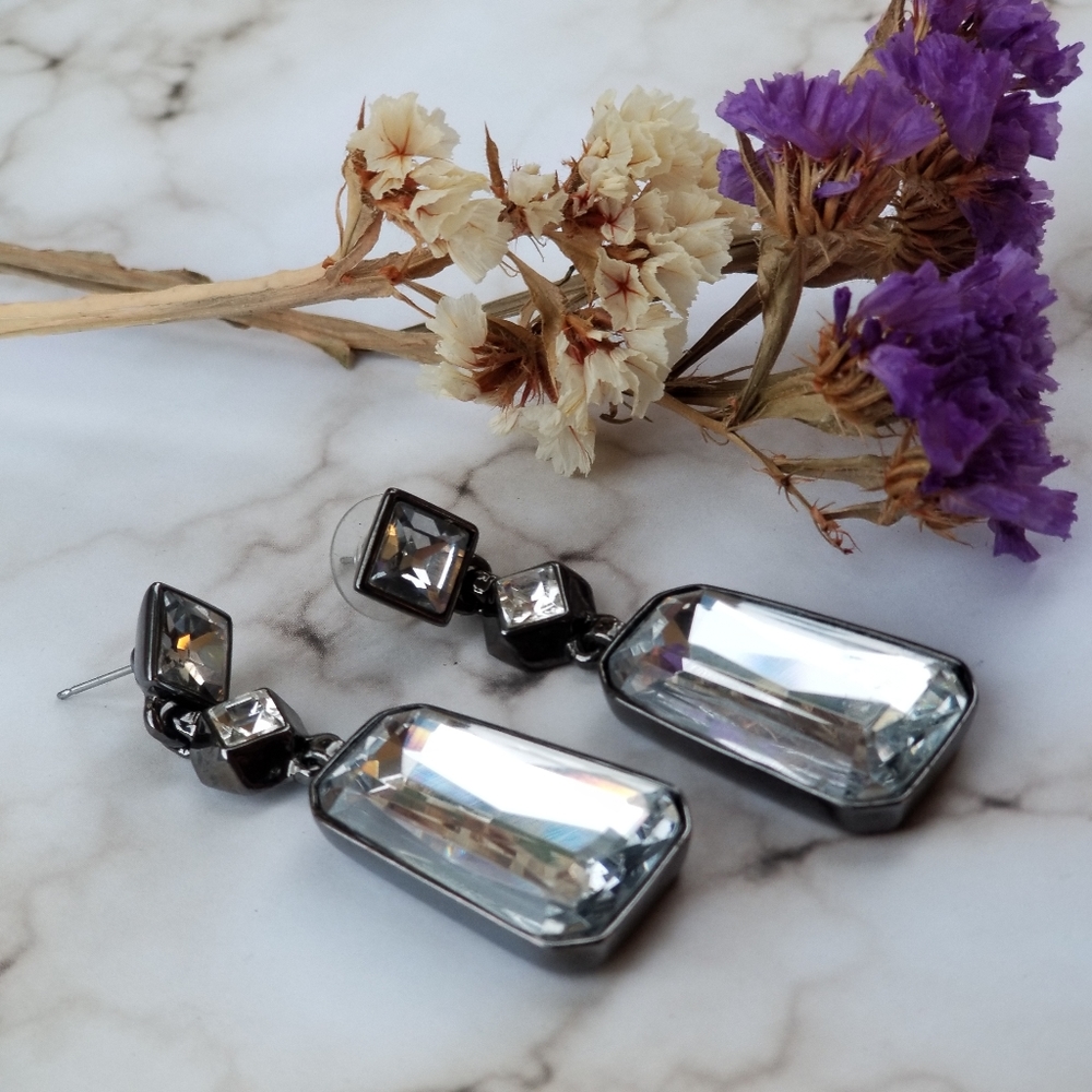 Givenchy Gunmetal crystal drop earrings